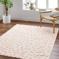 Kirklands Home Area Rugs|Plush Pink Dotted Area Rug, 5x7
