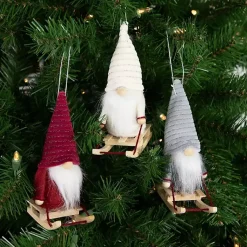 Plush Sledding Gnomes, Set of 3 Christmas Decorations