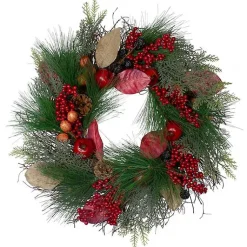 Pomegranate Berry Burlap Harvest Wreath Fall