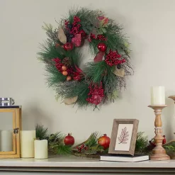 Pomegranate Berry Burlap Harvest Wreath Fall