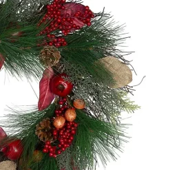 Pomegranate Berry Burlap Harvest Wreath Fall