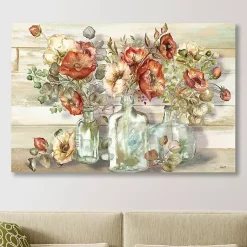 Kirklands Home Canvas Art|Poppies and Eucalyptus Canvas Art Print, 48x32 in. Multi