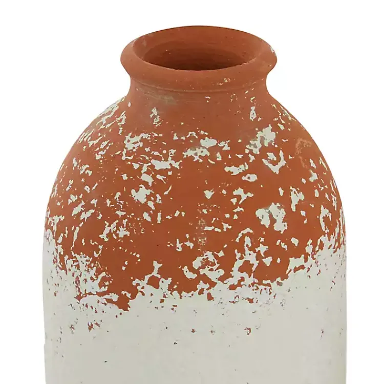 Outlet Porcelain and Terracotta Textured Vases, Set of 2 Vases