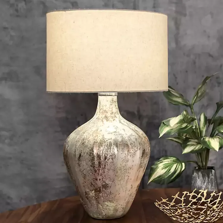 Kirklands Home Table Lamps|Porcini Mottled Glass Table Lamp Tan