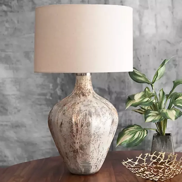Kirklands Home Table Lamps|Porcini Mottled Glass Table Lamp Tan