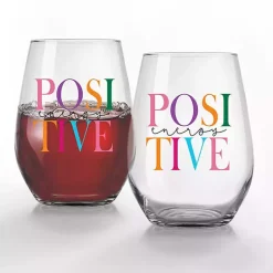 Kirklands Home Glassware & Drinkware|Positive Energy Stemless Wine Glasses, Set of 2 Multi