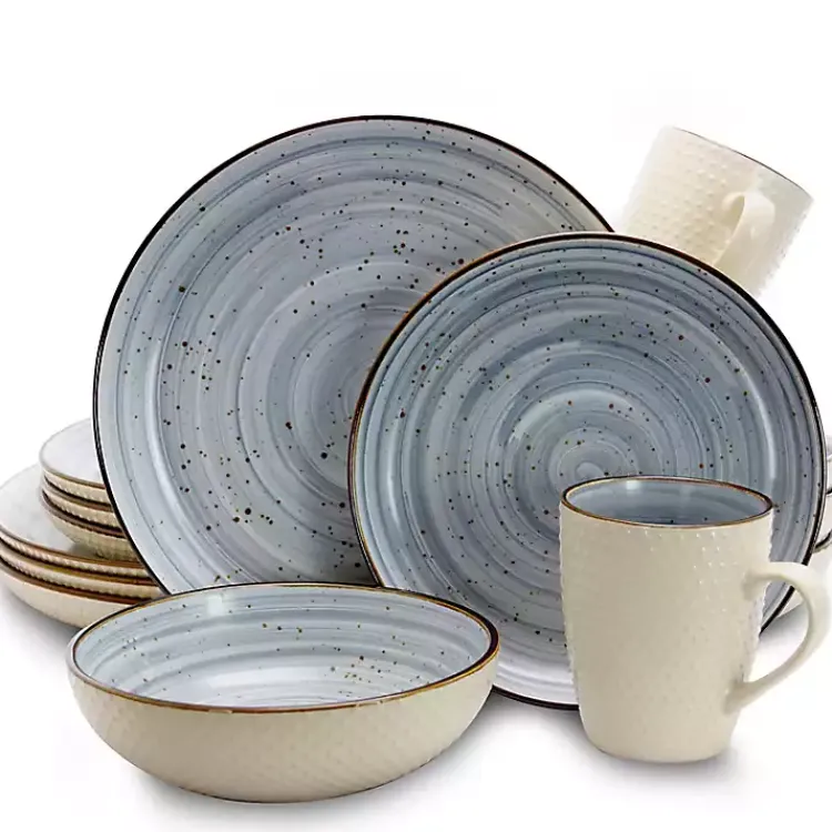 Kirklands Home Dinnerware|Powder Blue Swirling 16-pc. Dinnerware Set