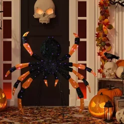 Best Pre-Lit Black and Orange Outdoor Spider Decoration Halloween