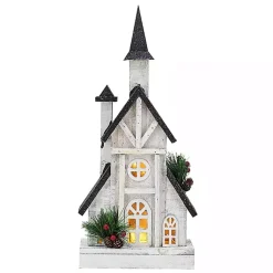 Best Pre-Lit Black and White Steepled Church Statue Christmas Decorations