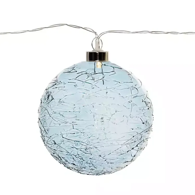 Pre-Lit Crackle Glass Ornament Garland Christmas Tree Decorations