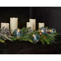 Pre-Lit Crackle Glass Ornament Garland Christmas Tree Decorations