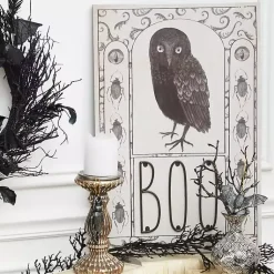 Discount Pre-Lit Boo Owl Halloween Canvas Art Print Halloween