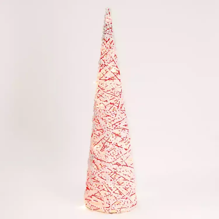 Pre-Lit Candy Cane Pom Pom Christmas Tree, 39 in. Outdoor Christmas Decorations