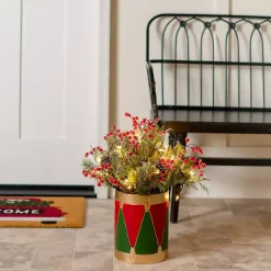 Online Pre-Lit Christmas Arrangement in Drum Vase, 21 in. Arrangements & Greenery