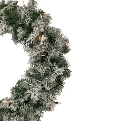 Online Pre-lit Flocked Artificial Pine Wreath Christmas Wreaths