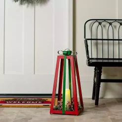 Sale Pre-Lit Flocked Christmas Greenery Lantern, 22 in. Christmas Decorations
