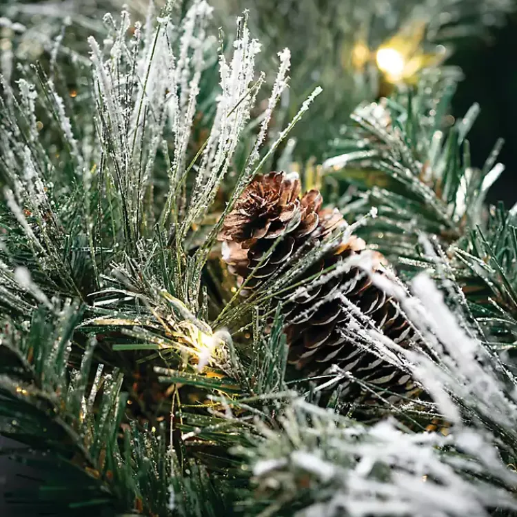 Discount Pre-Lit Frosted Pine and Pinecone Christmas Wreath Christmas Wreaths