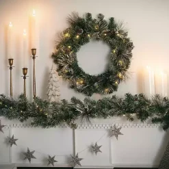 Discount Pre-Lit Frosted Pine and Pinecone Christmas Wreath Christmas Wreaths