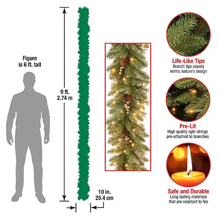 Best Pre-Lit Glittery Gold Pine Garland, 9 ft. Christmas Arrangements & Garland