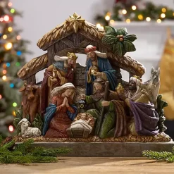 Clearance Pre-Lit Holy Family Stable Christmas Nativity Christmas Decorations