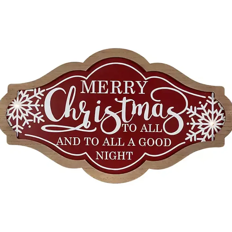 Hot Pre-Lit Merry Christmas to All Wall Plaque Christmas Art & Wall Decor