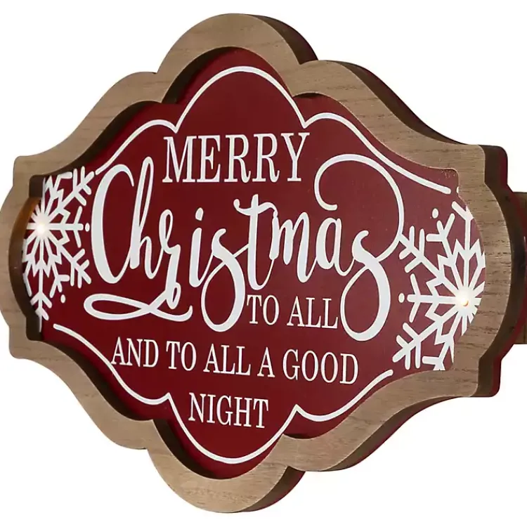 Hot Pre-Lit Merry Christmas to All Wall Plaque Christmas Art & Wall Decor