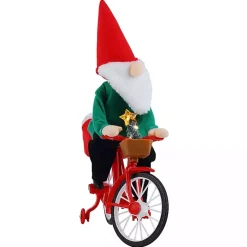 Hot Pre-Lit Moving Christmas Gnome Bicycle Figurine Christmas Decorations