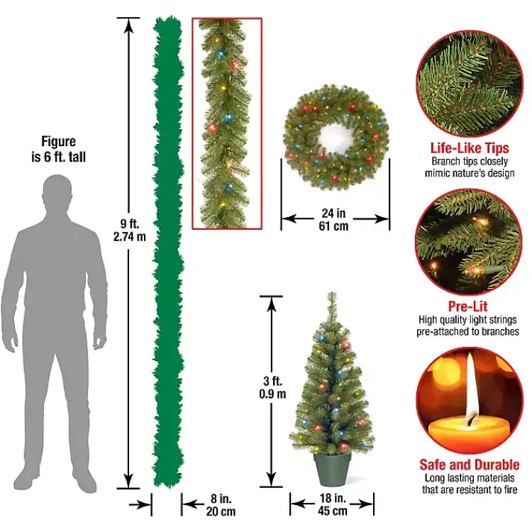 Hot Pre-Lit Multicolor 4-pc. Christmas ery Set Christmas Arrangements & Garland