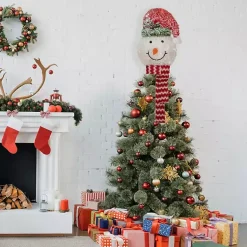 Online Pre-Lit Snowman with Frosted Hat Tree Topper Christmas Tree Decorations