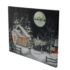 Discount Pre-Lit Snowy Winter Village Canvas Art Print Christmas Art & Wall Decor