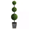 Sale Pre-Lit Triple Boxwood Topiary in Planter, 4 ft. Trees & Topiaries