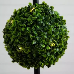 Sale Pre-Lit Triple Boxwood Topiary in Planter, 4 ft. Trees & Topiaries