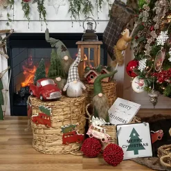 New Pre-Lit Vintage Red Tree Truck Figurine Christmas Decorations