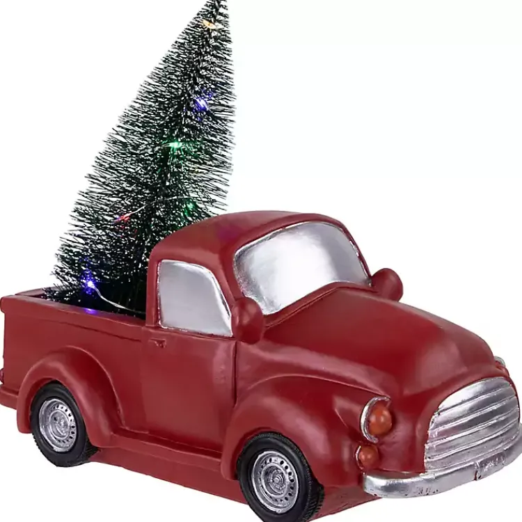 New Pre-Lit Vintage Red Tree Truck Figurine Christmas Decorations