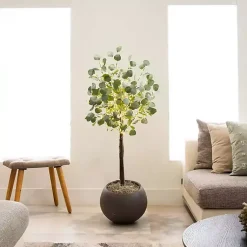 Sale Pre-Lit Warm LED Eucalyptus Plant, 4 ft. Trees & Topiaries