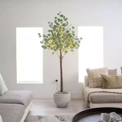 Clearance Pre-Lit Warm LED Eucalyptus Plant, 6 ft. Trees & Topiaries