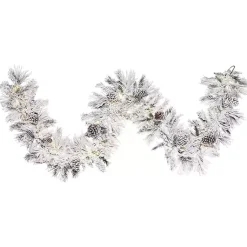 Hot Pre-Lit Warm Flocked Garland Christmas Arrangements & Garland