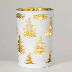 Online Pre-Lit White and Gold Christmas Tree Jar Christmas Decorations