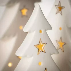 Best Pre-Lit Porcelain Tree Statues, Set of 3 Christmas Decorations