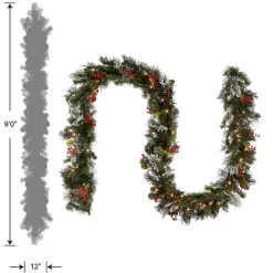 Outlet Pre-Lit Wintry Pine Christmas Garland, 9 ft. Christmas Arrangements & Garland
