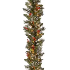 Outlet Pre-Lit Wintry Pine Christmas Garland, 9 ft. Christmas Arrangements & Garland