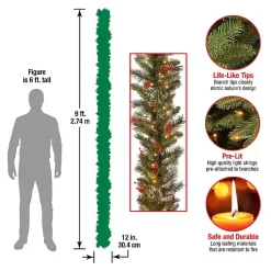 Outlet Pre-Lit Wintry Pine Christmas Garland, 9 ft. Christmas Arrangements & Garland