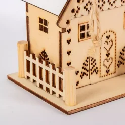 Clearance Pre-Lit Wooden House Christmas Ornaments, Set of 3 Christmas Ornaments