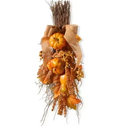 Hot Pumpkin Berry Burlap Bundle Teardrop Swag Fall