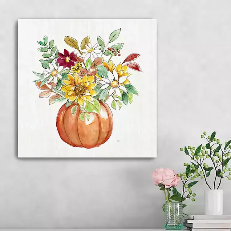 Pumpkin Fall Bouquet Canvas Art Print, 20x20 Fall