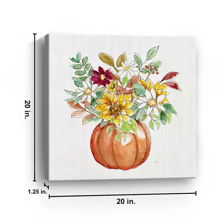 Pumpkin Fall Bouquet Canvas Art Print, 20x20 Fall