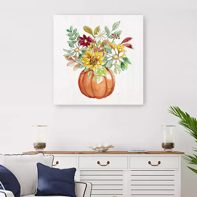 Clearance Pumpkin Fall Bouquet Canvas Art Print, 30x30 Fall