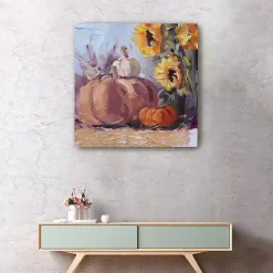 New Pumpkin Patch Sunflowers Canvas Art Print Fall