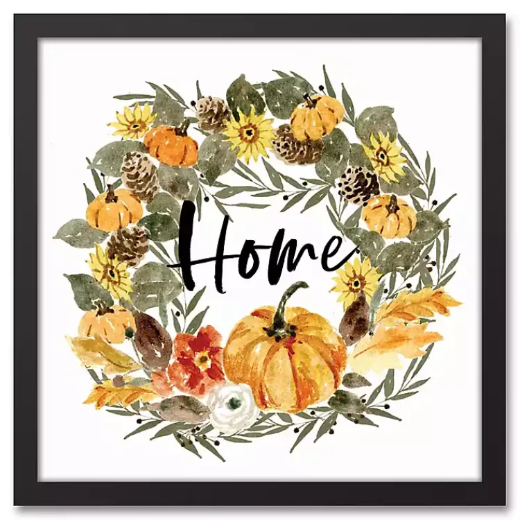 Pumpkin Wreath Home Framed Canvas Art Print Fall