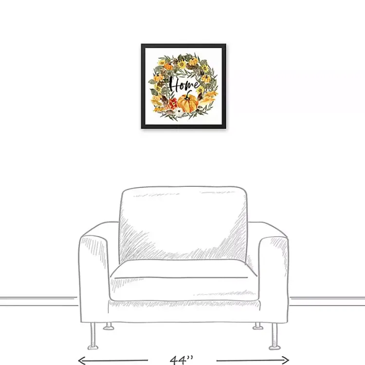 Pumpkin Wreath Home Framed Canvas Art Print Fall